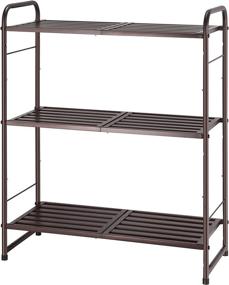 img 4 attached to 🗄️ Bronze Expandable & Stackable 3-Tier Shelving Unit: Simple Storage Rack for Kitchen, Laundry, and Bathroom Cabinet Organization