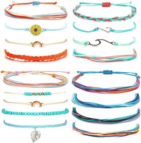img 4 attached to 😍 Stylish and Waterproof: Long Tiantian 4 Sets Summer Bracelets for Women - Adjustable Braided Rope Anklets for Teen Girls - Ideal Boho Jewelry Gifts