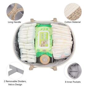 img 3 attached to 👶 Органическая детская сумка для пеленок из хлопка - удобный съемный делитель - портативная корзина для хранения вещей для детской комнаты для мальчиков и девочек (бело-желтое пестрое)