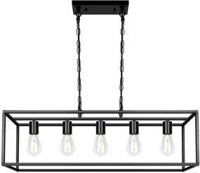 img 3 attached to 🏡 Black Farmhouse Kitchen Island Lighting: Modern Linear Chandelier for Industrial Dining Room - 5-Light Rectangular Light Fixtures for Living Room, Foyer, Bar