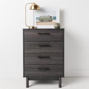 img 4 attached to 🚪 Dark Gray Mid-Century Modern Four Drawer Chest by Signature Design - Ashley Brymont