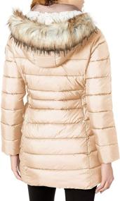 img 2 attached to HFX Women's 3/4 Puffer Jacket with Faux Fur Hood and Adjustable Cinched Sides