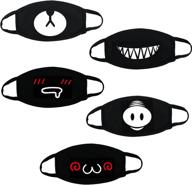 xshelley 5 pack mouth mask - unisex cotton fashion face mask for boys and girls, super cute anti-dust mask (black) logo