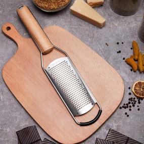 img 3 attached to 🧀 Small Cheese Grater - Stainless Steel with Natural Wood Handle for Parmesan Cheese, Lemon, Ginger, Nutmeg, Potato, Chocolate, Garlic