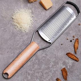 img 4 attached to 🧀 Small Cheese Grater - Stainless Steel with Natural Wood Handle for Parmesan Cheese, Lemon, Ginger, Nutmeg, Potato, Chocolate, Garlic