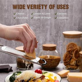 img 2 attached to 🧀 Small Cheese Grater - Stainless Steel with Natural Wood Handle for Parmesan Cheese, Lemon, Ginger, Nutmeg, Potato, Chocolate, Garlic