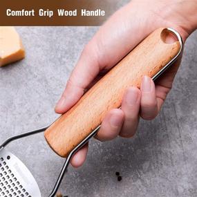 img 1 attached to 🧀 Small Cheese Grater - Stainless Steel with Natural Wood Handle for Parmesan Cheese, Lemon, Ginger, Nutmeg, Potato, Chocolate, Garlic