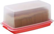 signoraware bread box: dual use bread holder and airtight food storage container - loaf cake keeper/baked goods - keeps bread fresh red and clear cover логотип