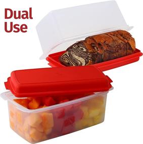 img 2 attached to Signoraware Bread Box: Dual Use Bread Holder and Airtight Food Storage Container - Loaf Cake Keeper/Baked Goods - Keeps Bread Fresh Red and Clear Cover