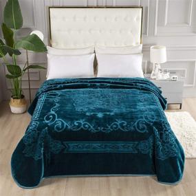 img 3 attached to 🏡 Turquoise Townhouse Super Soft Floral Embossing Weighted Blanket, 1 Ply Jumbo Size – Solid Design for Warmth and Comfort