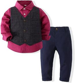 img 4 attached to 👔 Smart Formalwear for Boys: Pinstripe Plaid Suit Set with Cotton Jacket and Pant