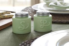 img 2 attached to 🍶 Стильные солонка и перечница из молочного стекла от KitchenCraft Jade Green: Идеальный набор в подарочной коробке.