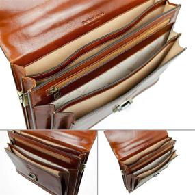 img 1 attached to 👜 Time Resistance Leather Briefcase: Handcrafted Italian Laptop Bag - Classy Orange Brown Attache Case