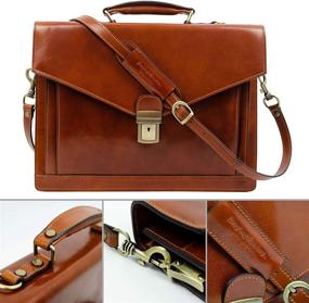 img 2 attached to 👜 Time Resistance Leather Briefcase: Handcrafted Italian Laptop Bag - Classy Orange Brown Attache Case