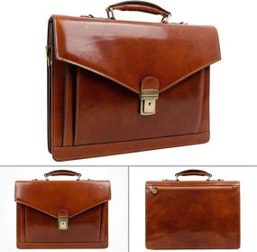 img 3 attached to 👜 Time Resistance Leather Briefcase: Handcrafted Italian Laptop Bag - Classy Orange Brown Attache Case