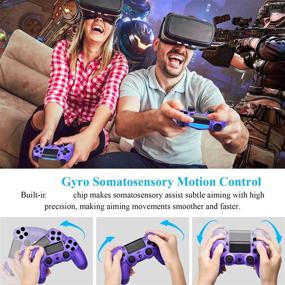 img 1 attached to 🎮 YU33 Wireless Controller Compatible with P-4 - Remote Joystick Gamepad with Charging Cable and Two Motors (Purple, 2021)