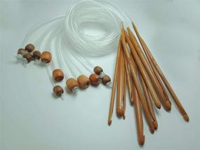 img 4 attached to 48-Inch Afghan Tunisian Carbonized Bamboo Crochet Hooks Set with Beads - 12 Sizes and 1.2M Length