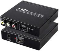 hdmi to rca and hdmi converter adapter - 1080p hd tv and older tv compatible, pal and ntsc support, black iron shell logo