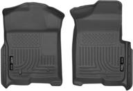 husky liners 18331: premium black front floor mats 🚗 for 2009-14 ford f-150 supercrew/supercab - protect against all weather logo
