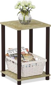 img 1 attached to 🏮 FURINNO Turn-N-Tube Haydn End Table, 1-Pack - Brown Faux Marble/Brown - Stylish and Convenient Furniture Piece for Your Home