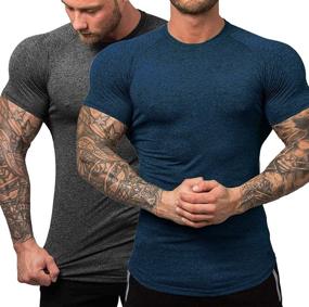 img 4 attached to 👕 URRU Men's 2 Pack Workout T-Shirts - Compression Quick Dry Baselayer Tee for Gym Training Tops, Sizes S-XXL