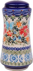 img 3 attached to 🍽️ Polish Pottery Ceramika Boleslawiec Salt & Pepper Milano - Royal Blue Patterns, Red Cornflower, and Blue Butterflies Motif