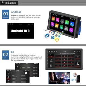 img 2 attached to 🚗 Hikity Android 10 Car Stereo: 7-inch Touch Screen, Bluetooth, GPS, WiFi, Mirror Link, Steering Wheel Control, Rearview Camera