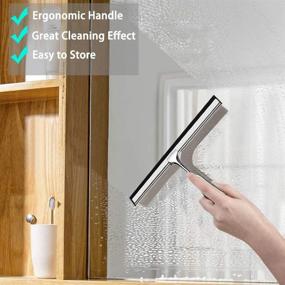 img 1 attached to 🚿 12-Inch Stainless Steel Shower Squeegee for Glass Door, Bathroom, Mirror, Car Windows - All-Purpose Squeegee with Spare Silicone Blade and 2 Hooks