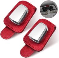 🕶️ red leather car glasses holder clip for universal car visor - sunglasses/eyeglasses hanger with ticket card mount logo