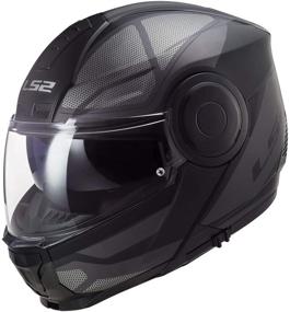 img 2 attached to 🏍️ Black Titanium LS2 Helmets Horizon Axis Modular Helmet with SunShield - X-Small