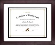 🖼️ golden state art, wooden frame for documents & certificates, real glass (11x14 frame for 8.5x11, mahogany with white over black double mat) логотип