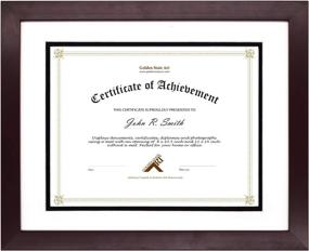 img 4 attached to 🖼️ Golden State Art, Wooden Frame for Documents & Certificates, Real Glass (11x14 Frame for 8.5x11, Mahogany with White Over Black Double Mat)