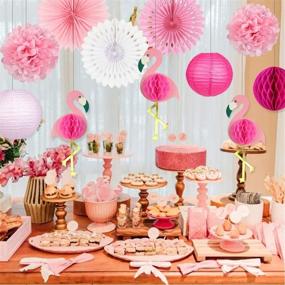 img 2 attached to 🌺 Tropical Party Decorations: Pink Flamingo Party Supplies with Pom Poms, Paper Flowers, Tissue Paper Fan, and Paper Lanterns for an Unforgettable Hawaiian Summer Beach Luau Celebration