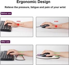 img 2 attached to 🖥️ Ergonomic Keyboard Wrist Rest and Mouse Pad Set with Memory Foam Wrist Support, G JGOO Pain Relief Wrist Support with Non-Slip Rubber Base for Office, Gaming, Computer, Laptop - Colorful Marble Design