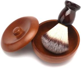 img 3 attached to 🪒 Wooden Vintage Shave Mug with Lid, Beard Shaving Soap Cream Bowl Container for Men, Traditional Wet Shaving Kit with Shave Lather Brush