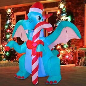 img 4 attached to 🐉 Joiedomi 6 FT Tall Inflatable Green Dragon with Candy Cane: Festive Christmas Party Decoration & Winter Décor with LED Lights for Indoor, Outdoor, Yard, Garden, Lawn