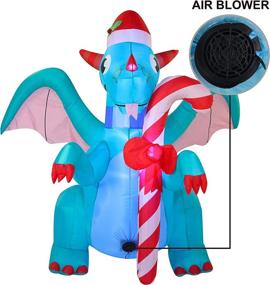 img 1 attached to 🐉 Joiedomi 6 FT Tall Inflatable Green Dragon with Candy Cane: Festive Christmas Party Decoration & Winter Décor with LED Lights for Indoor, Outdoor, Yard, Garden, Lawn