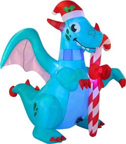 img 3 attached to 🐉 Joiedomi 6 FT Tall Inflatable Green Dragon with Candy Cane: Festive Christmas Party Decoration & Winter Décor with LED Lights for Indoor, Outdoor, Yard, Garden, Lawn