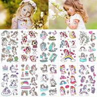 🦄 fun and colorful konsait unicorn temporary tattoos: perfect for girls' rainbow unicorn party, birthday celebrations, party bag fillers, and pool party rewards logo