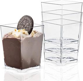 img 4 attached to 🍨 Tosnail 60-Pack Clear Plastic Square Dessert Cups with 60 Tasting Spoons - Ideal for Parties & Weddings