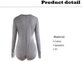 img 2 attached to 🔥 Moxeay V-Neck Long Sleeve Bodycon Rompers: Chic & Comfortable Bodysuit Overall