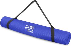 img 2 attached to Premium Quality Pure Fitness Non-Slip Exercise Yoga Mat: 3.5 mm Thick with Carrying Strap