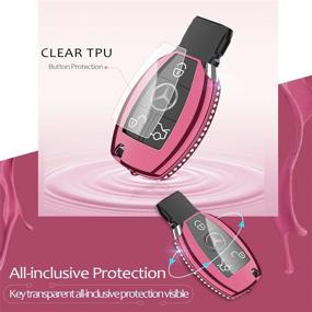 img 2 attached to Tukellen Pink Diamond Soft TPU Key Fob Cover for Mercedes Benz, Compatible with C E S M CLS CLK G Class Keyless Smart Remote Key - Key Case Protector
