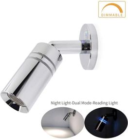 img 1 attached to 🚤 THALASSA DC 12V Boat Indoor Warm White Reading Lamp with LED Blue Night Light, 98LM, 1.4W, Ultra-Thin Small Base Area, Polished Chrome for RV Camper Motor-Home Caravan Yacht, Single Pack