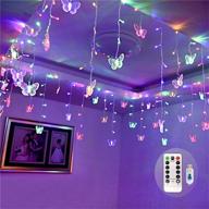 multicolored 14.7ft butterfly curtain fairy lights: usb plug-in, 8 modes, 120 led firefly twinkle timer string lights with remote control. waterproof copper wire for bedroom, patio, christmas, wedding, party, dorm. logo