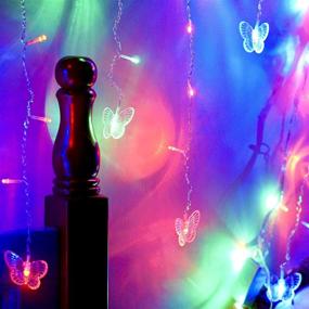 img 2 attached to Multicolored 14.7FT Butterfly Curtain Fairy Lights: USB Plug-in, 8 Modes, 120 LED Firefly Twinkle Timer String Lights with Remote Control. Waterproof Copper Wire for Bedroom, Patio, Christmas, Wedding, Party, Dorm.