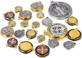 img 1 attached to Set of 22pcs Assorted St. Benedict of Nursia Patron Saint Against Evil Medals Pendants