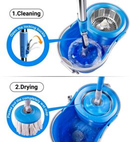 img 3 attached to 🧹 Efficient 12L Masthome Spin Mop and Bucket Set with Wringer, Microfiber Mop Heads, and Floor Cleaning Brush for Sparkling Floor Cleaning