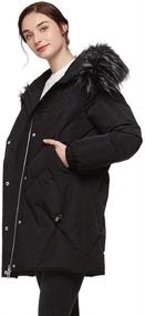 img 3 attached to 🧥 Universo Winter Women's Heavy-Duty Hooded Down Coat - Removable Fur, Drawstring Parka, Puffer Jacket