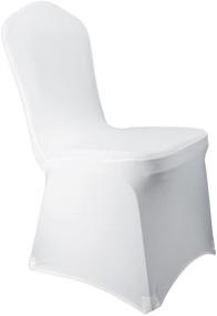 img 4 attached to WELMATCH White Spandex Chair Covers - Set of 12, for Wedding Party Dining, Elastic Scuba Chair Covers (White)